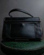 "PRADA" Aged metal parts design leather hand bag