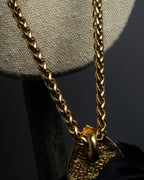 "YVES SAINT LAURENT" Vintage drop motif gold chain necklace