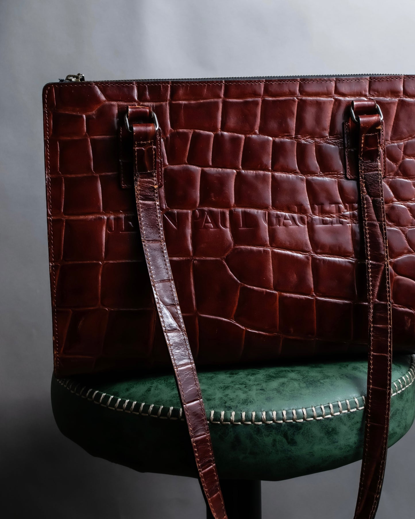 “Jean Paul Gautier” Crocodile-embossed business bag