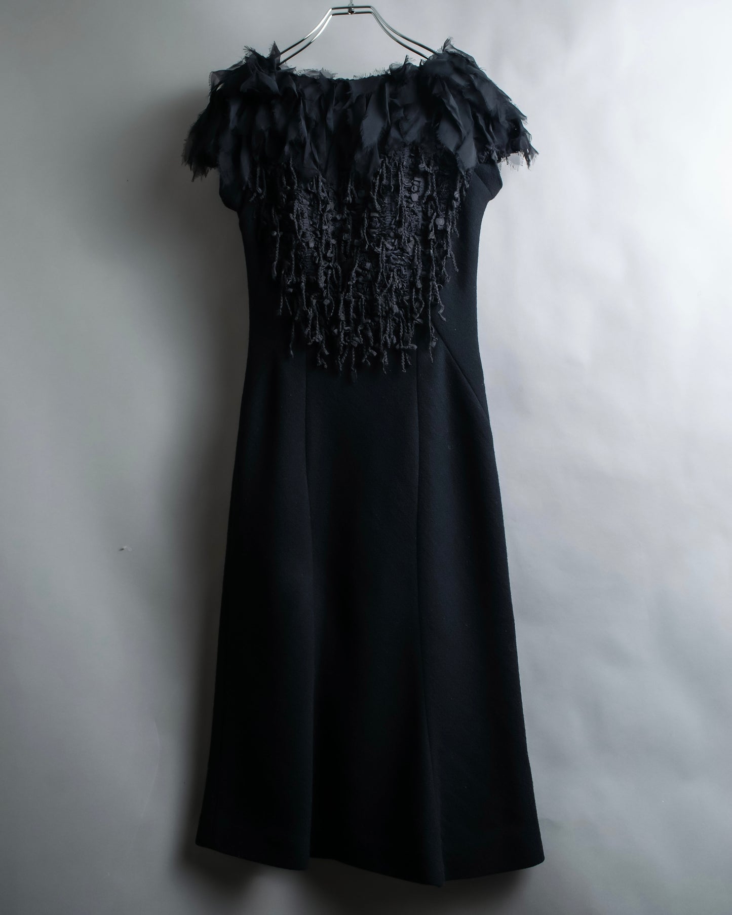 "BOTTEGA VENETA" Organza &amp; fringe design sleeveless dress