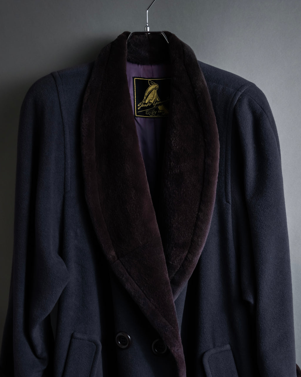 "Junko Yamamoto" Fur-trimmed design long cashmere blend coat