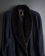 "Junko Yamamoto" Fur-trimmed design long cashmere blend coat