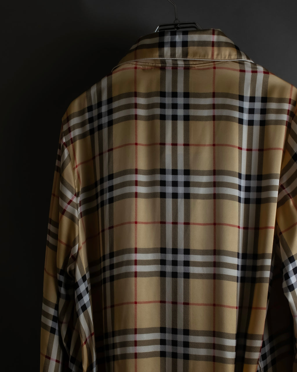 "BURBERRYS" Nova check maxi length silk gown coat