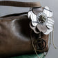 "BEAUGRAND" Flower motif crocodile design leather one handle bag