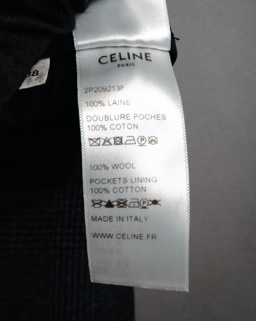 “CELINE” Post-2018 Glen check wool tailored trousers