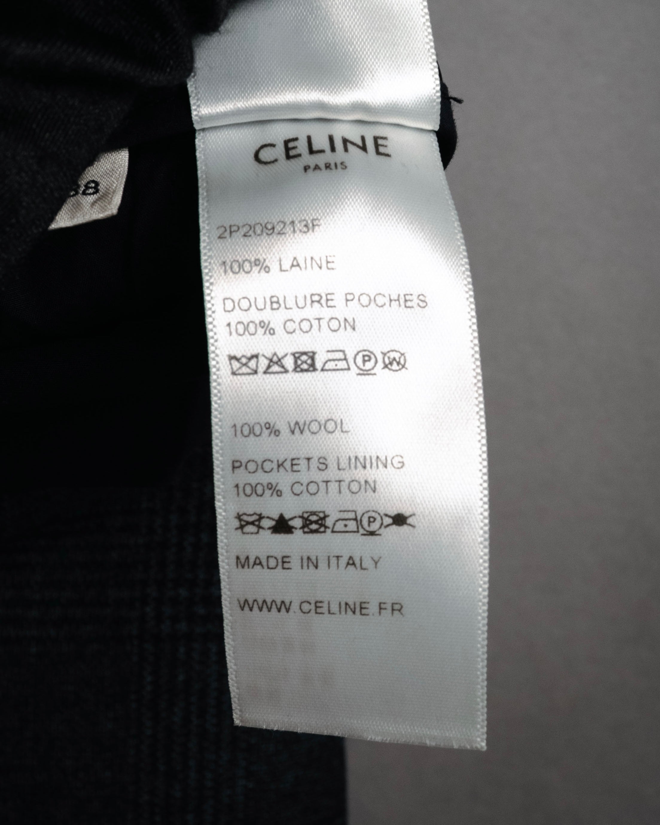 “CELINE” Post-2018 Glen check wool tailored trousers