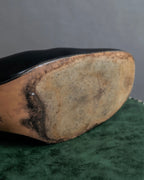 "GUCCI" Metal plate design leather heel pumps