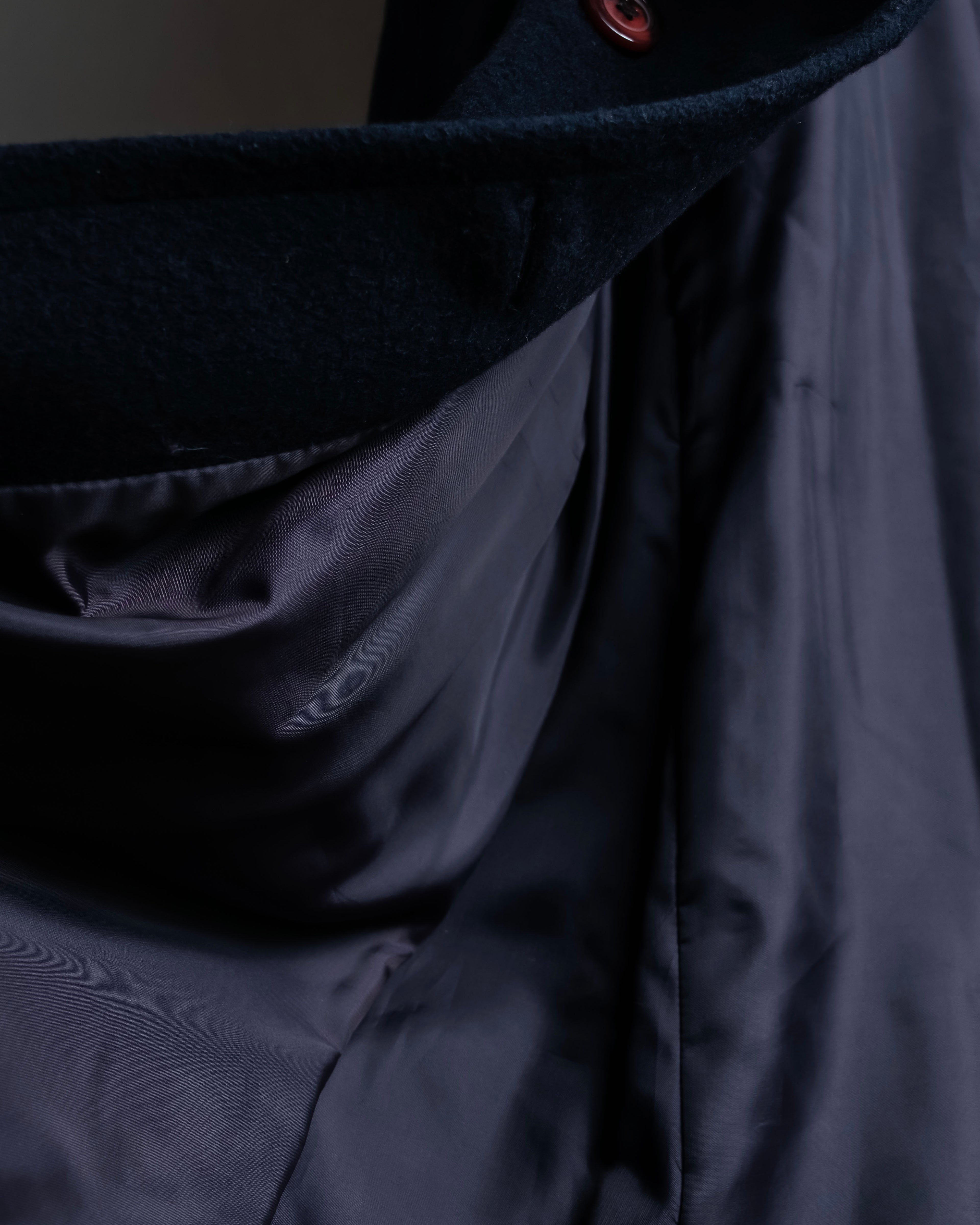 "Vintage double breasted velour trimmed chester coat"