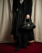 "Christian Dior" CD motif charm design gathered leather hand bag