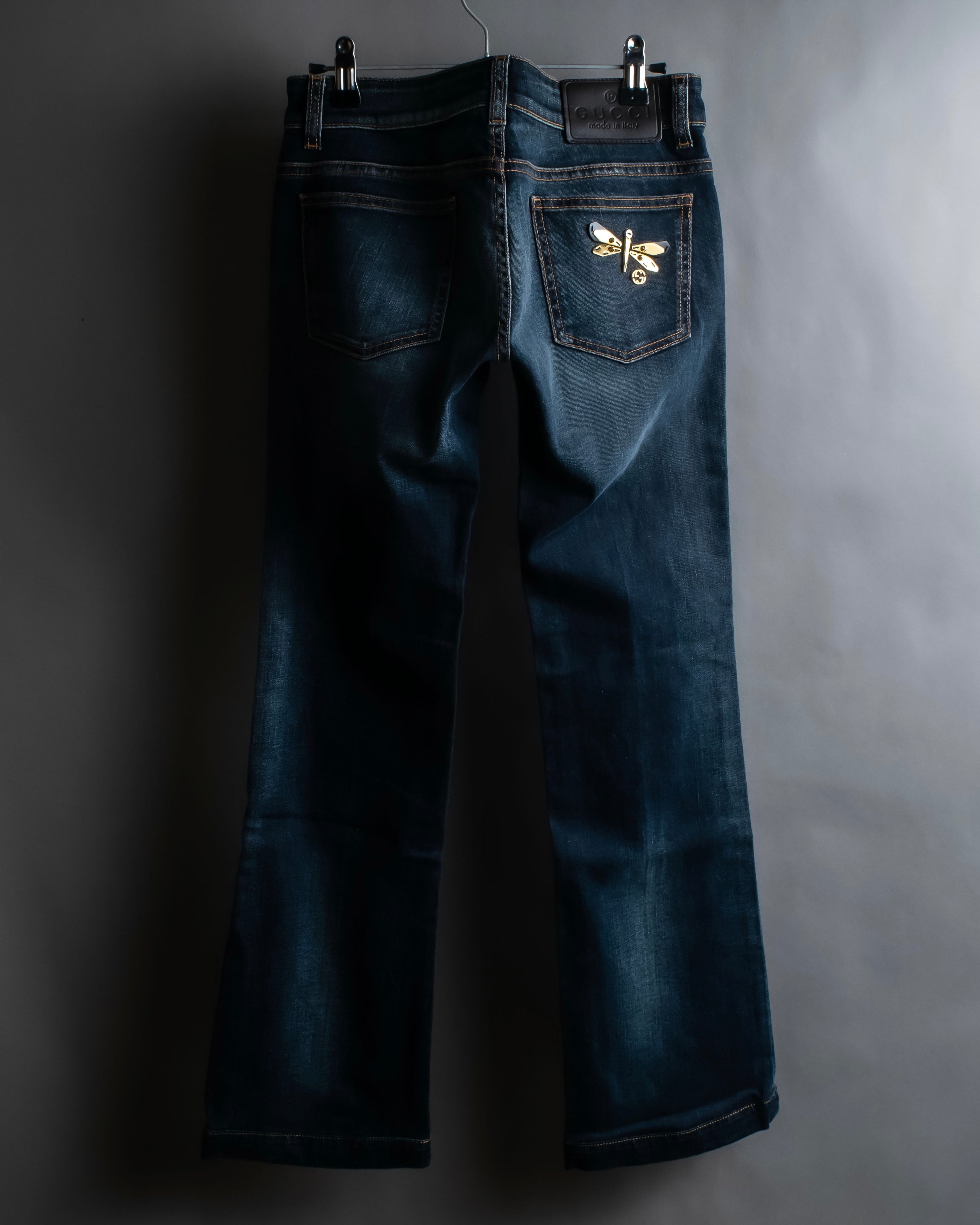 "GUCCI" Washed dragonfly denim pants