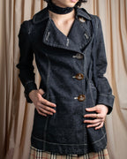 "Vivienne Westwood RED LABEL" Asymmetrical button design mid length denim coat