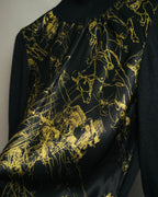 "Hermès" 00's Horse sketch print silk-paneled cashmere blend knit sweater
