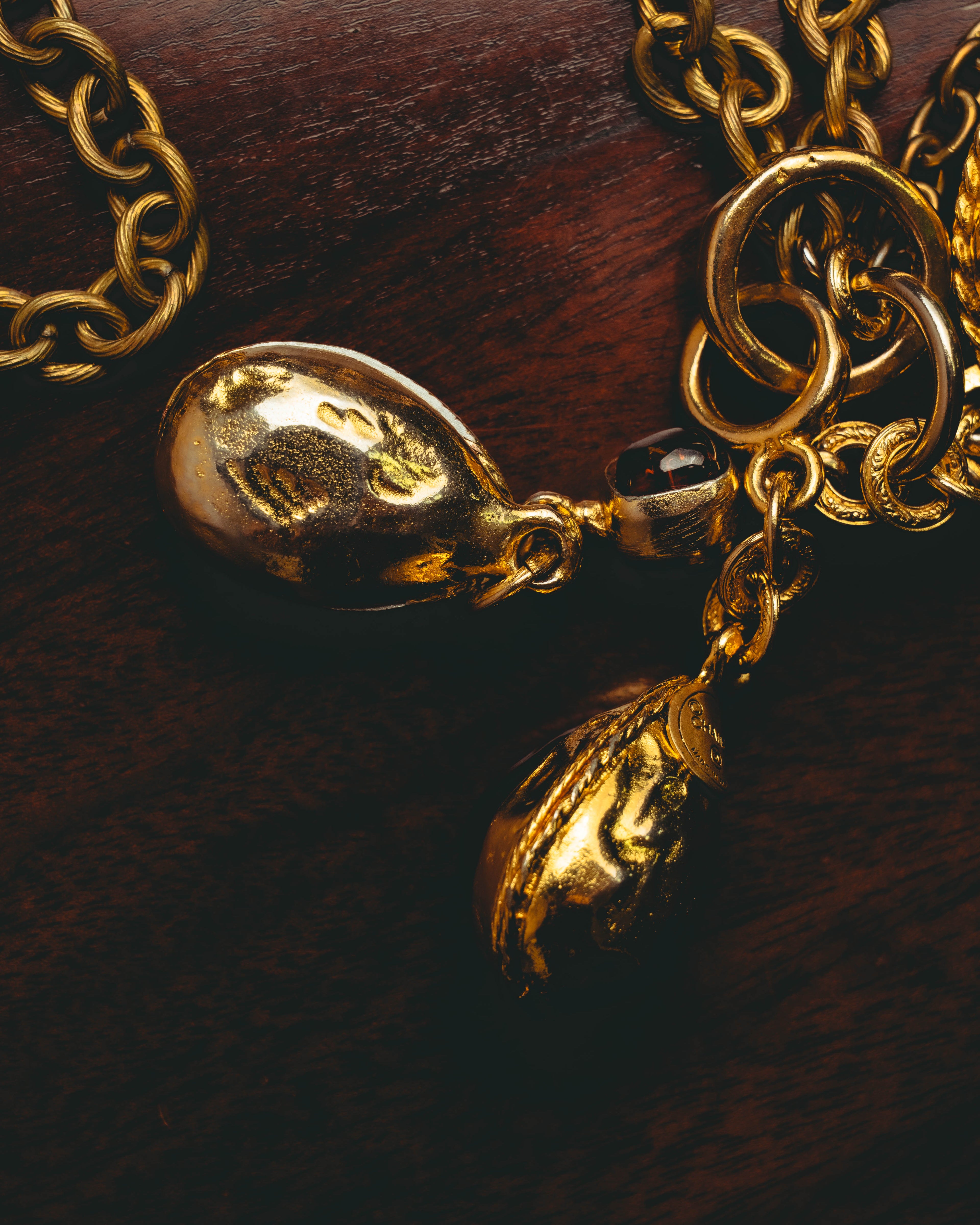 -SPECIAL - “CHANEL” 70’s-80’s Gripoix glass cabochon charm sautoir necklace