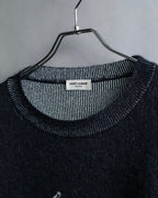 "Saint Laurent" Handsome face embroidery mohair blend oversized knit