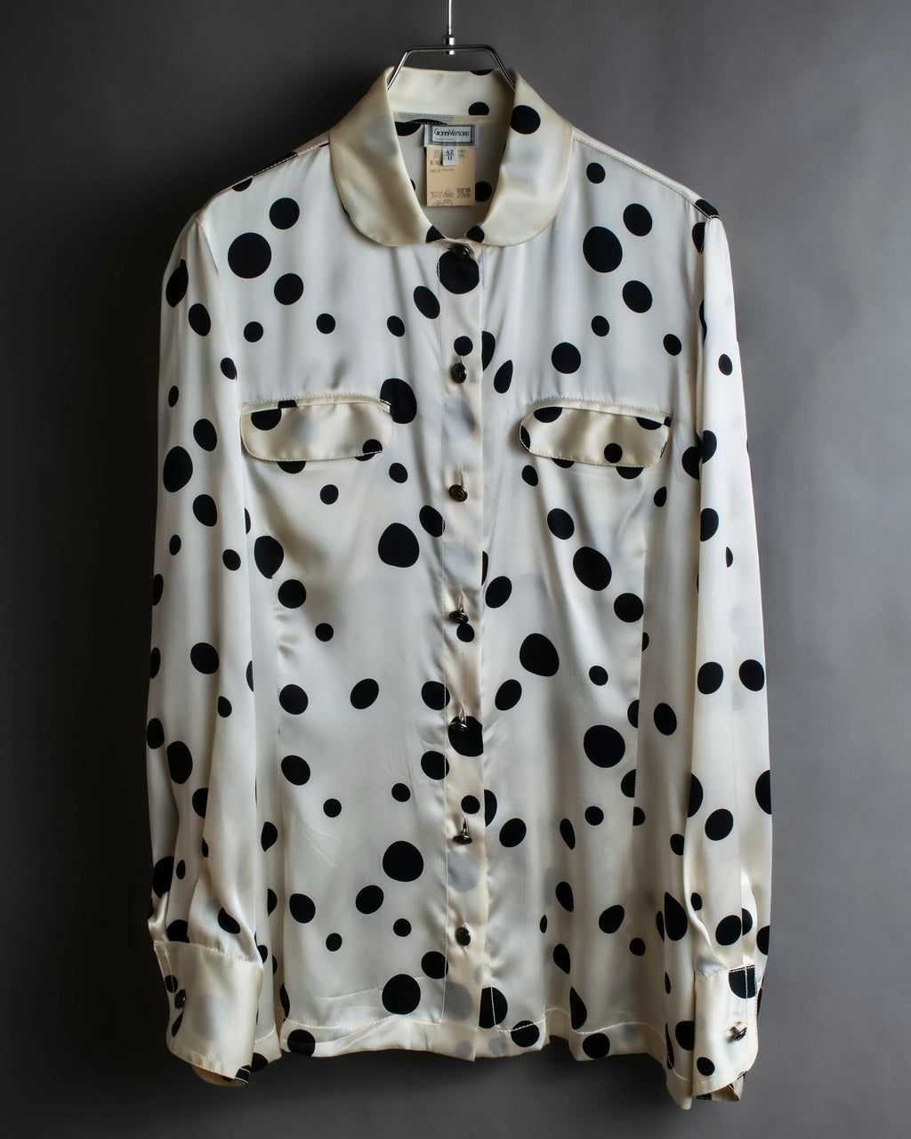 "GIANNI VERSACE" Irregular dot pattern silk shirt