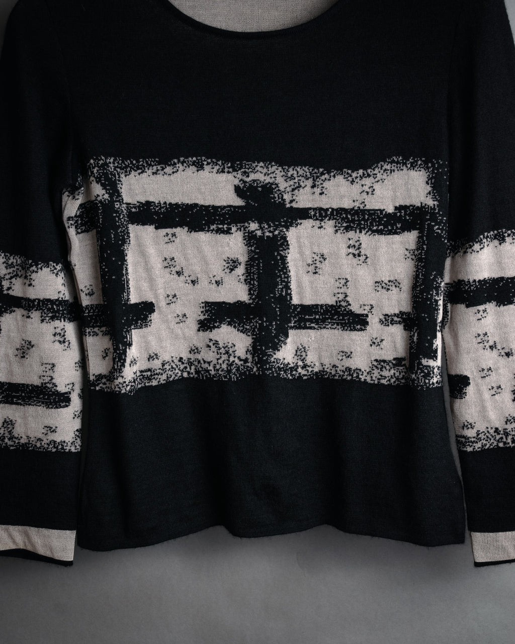 “CHANEL” 90’s-00’s Abstract grid knit top