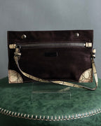 "MIU MIU" Belt strap design embossed leather hand bag