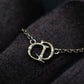 "DIOR" Logo motif combination silver necklace