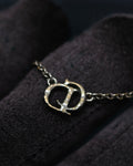 "DIOR" Logo motif combination silver necklace