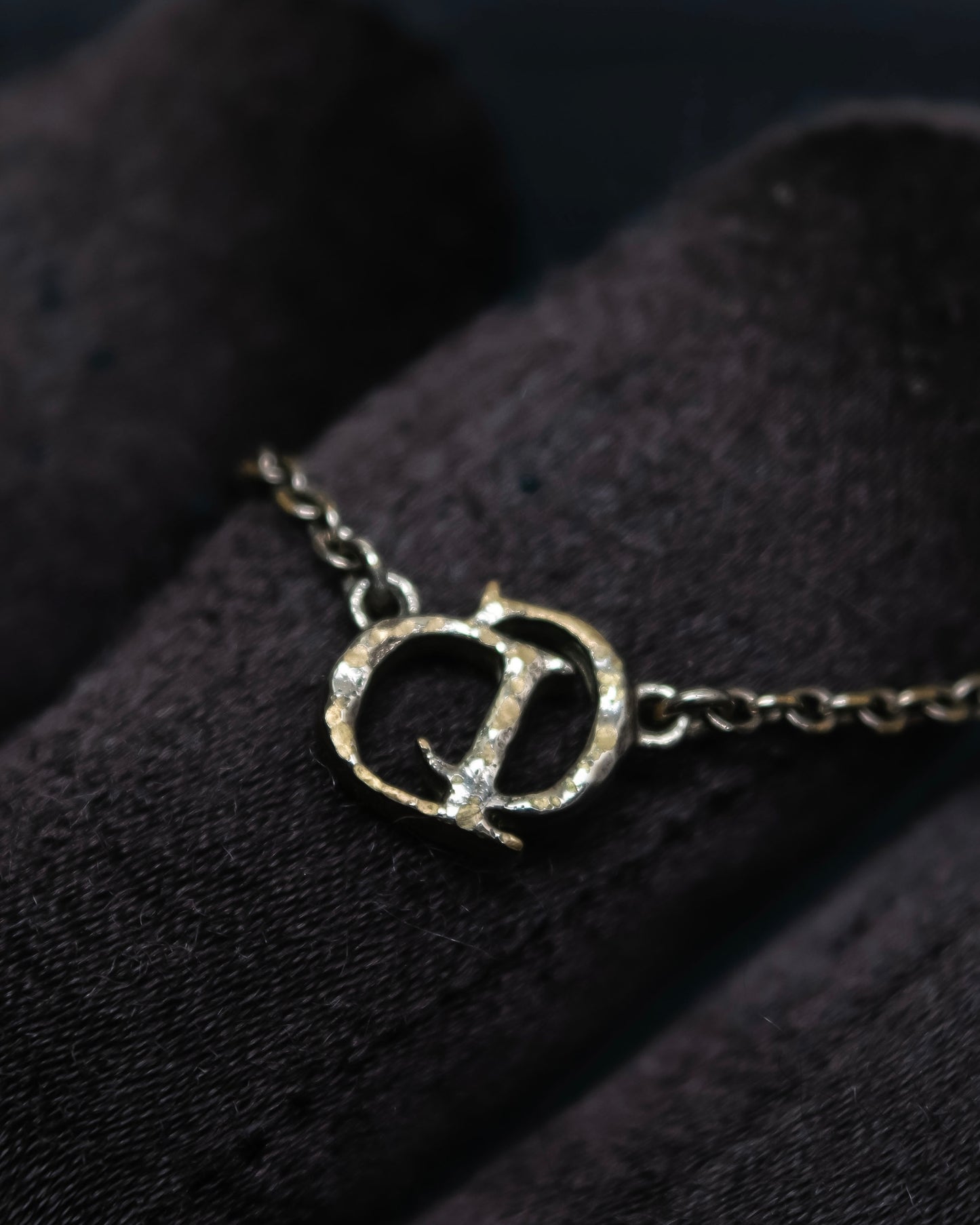 "DIOR" Logo motif combination silver necklace