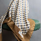 "Aquascutum" 100% silk block check pattern scarf