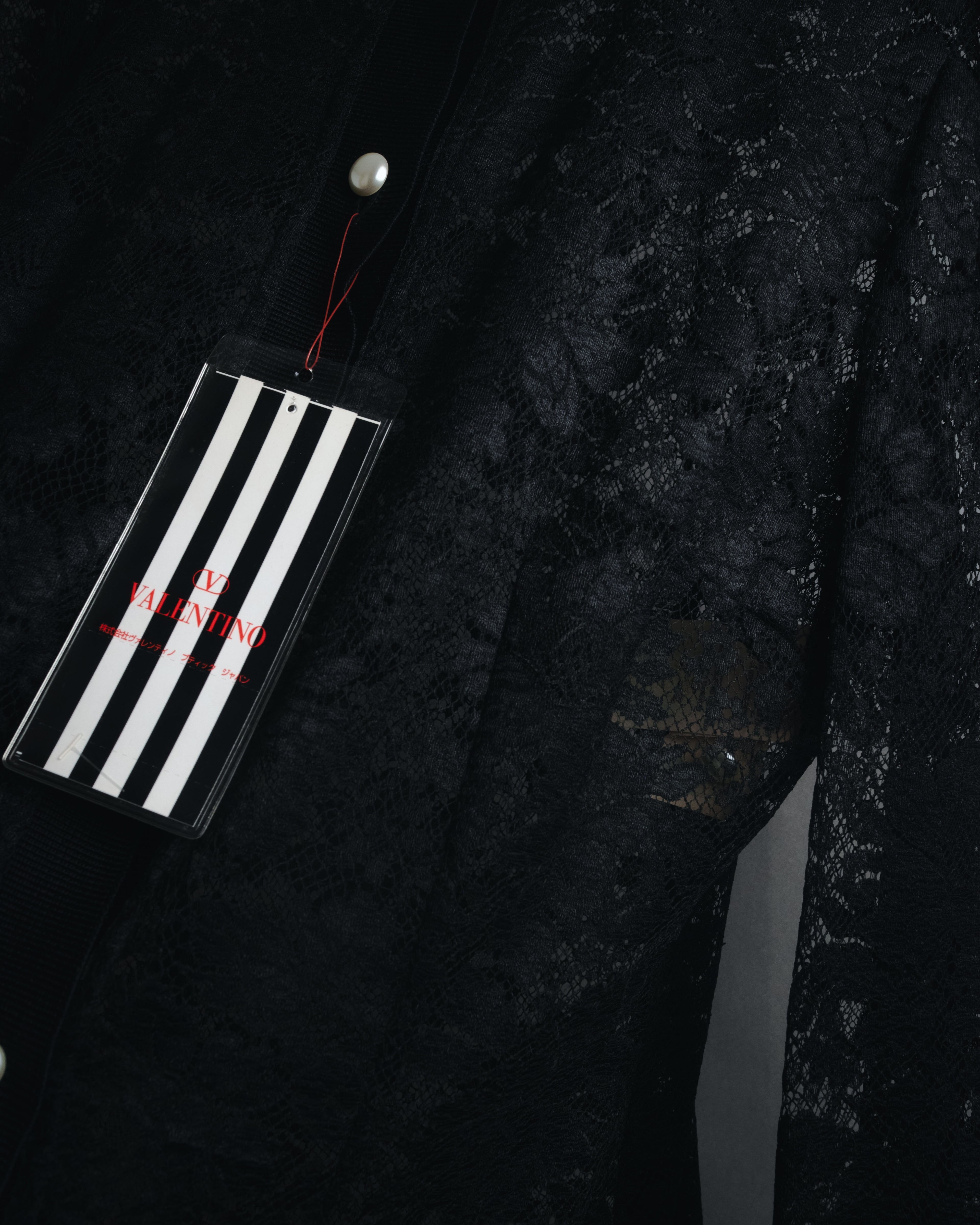 "VALENTINO MISS V" Late 80s botanical lace polo shirt