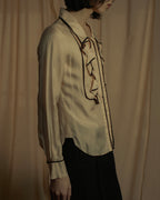 "CELINE" 00’s Piped ruffle silk blouse