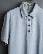 "BURBERRY" Knight logo engraved metal button polo shirt