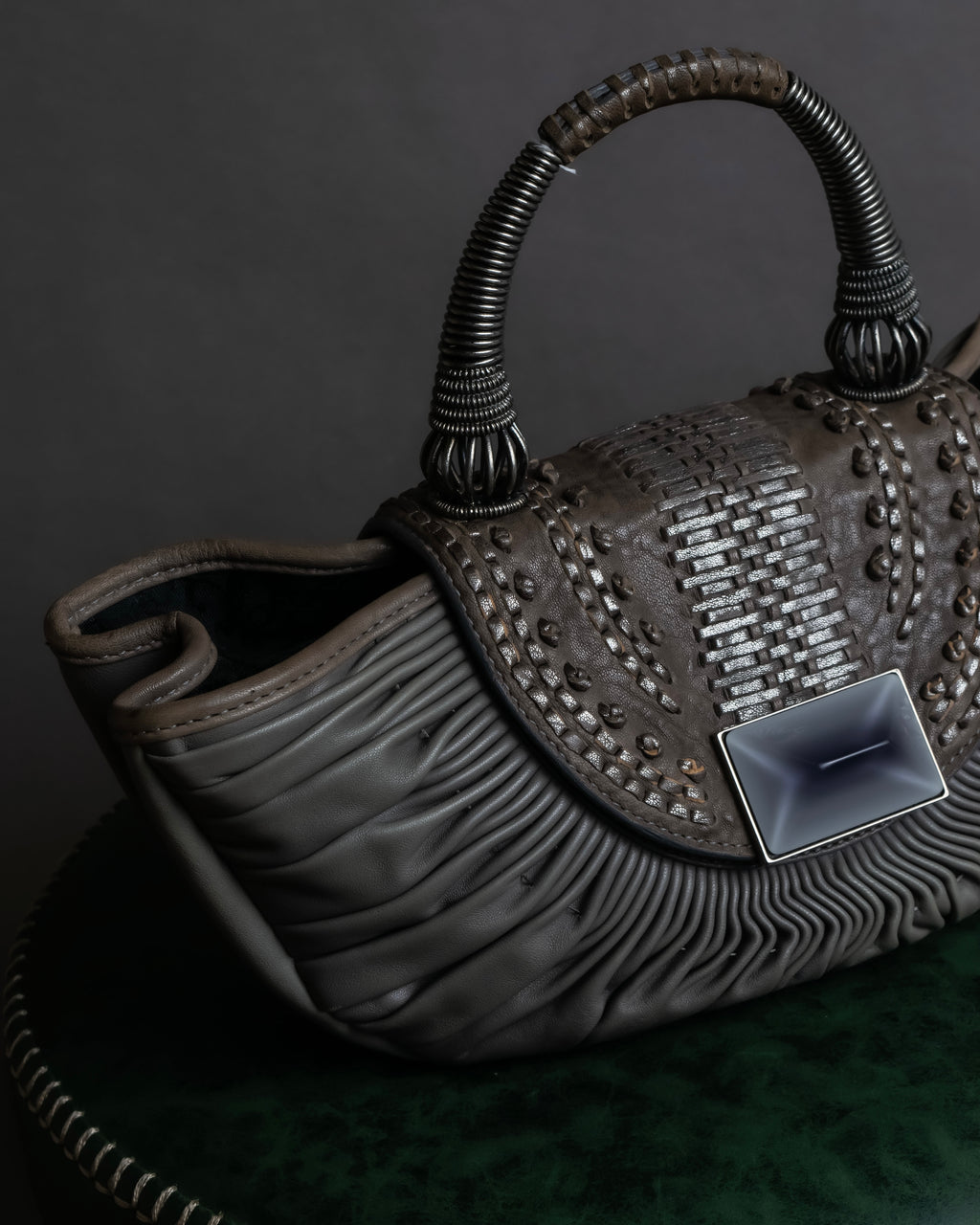 "Christian Dior" John Galliano period Gathering design leather hand bag