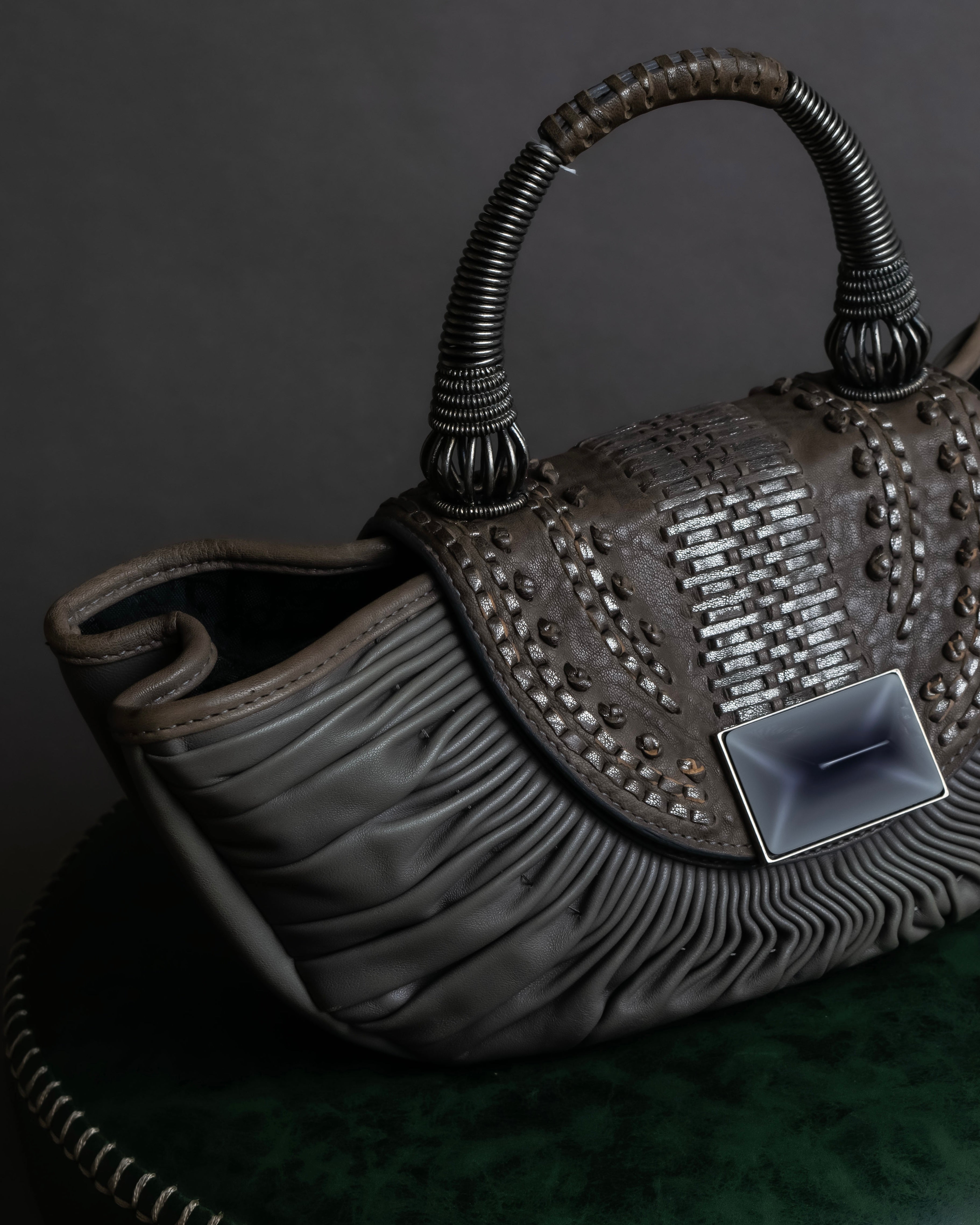 "Christian Dior" John Galliano period Gathering design leather hand bag