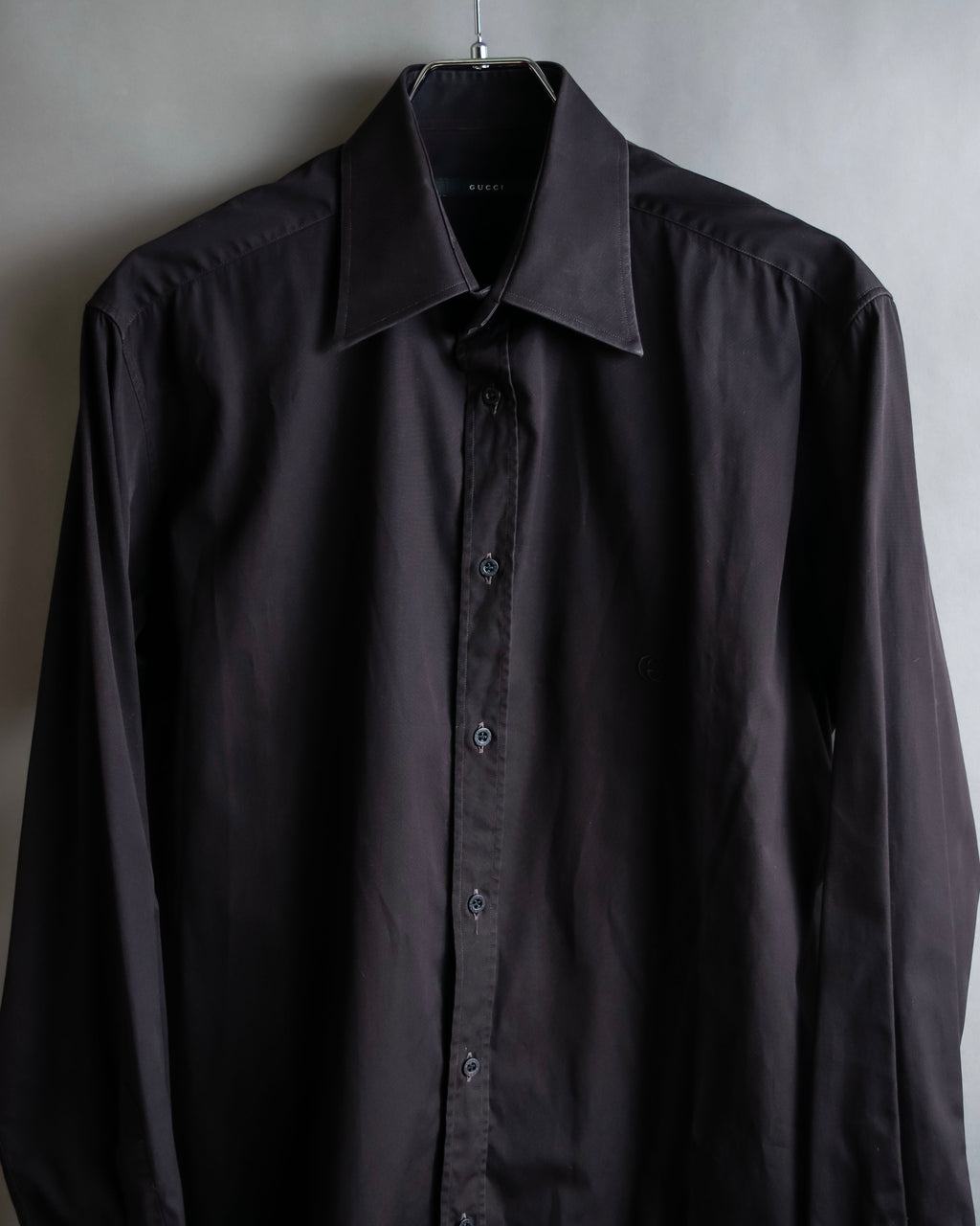 "GUCCI" Spread collar embroidered cotton shirt