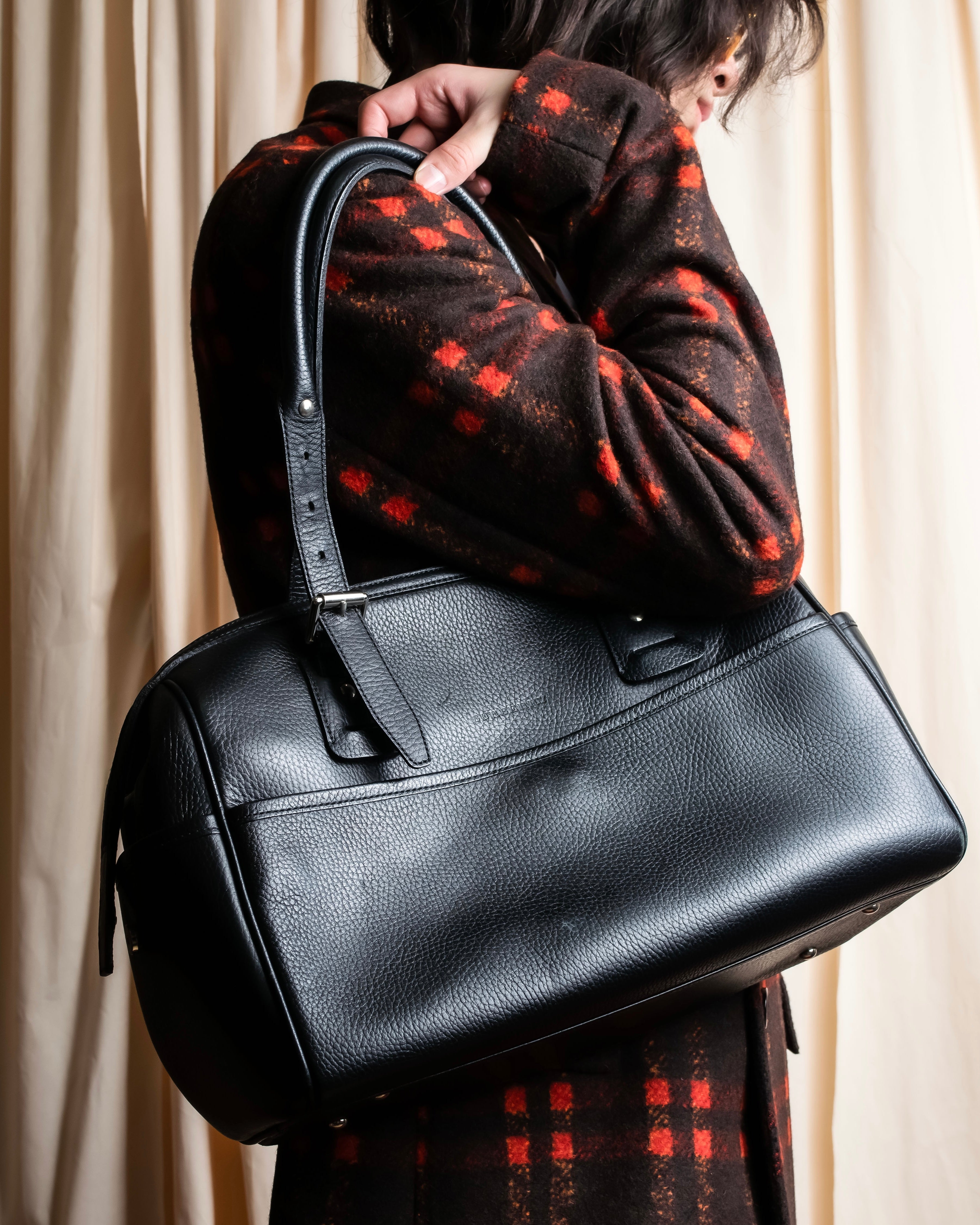 "BURBERRY" Refined design mini Boston leather bag