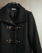 “miu miu” 00’s-10’s Wool angora leather buckle coat