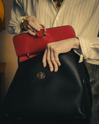 –SPECIAL– "Salvatore Ferragamo" 10's-20's Structured leather top-handle shoulder bag