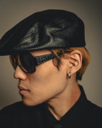 “Jean Paul Gaultier” 90’s Tonal embroidered leather hunting cap
