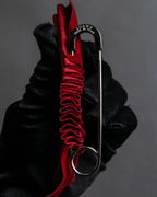"LOEWE"  Red pleated motif safety pin brooch