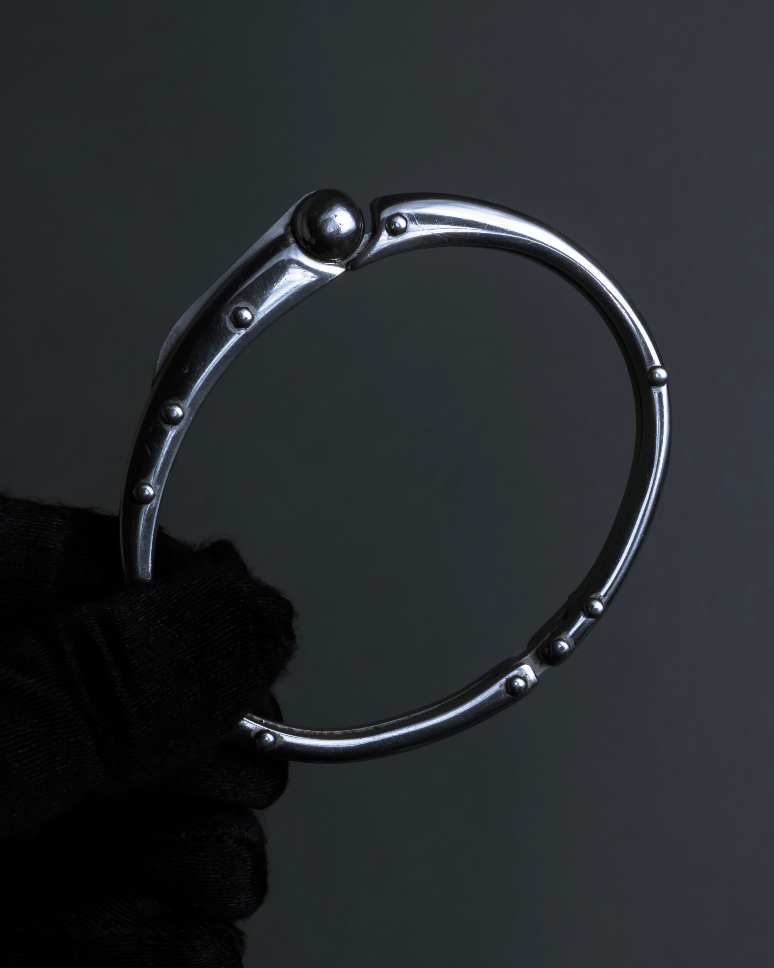 "Dolce & Gabbana" Curved rivet design silver metal bracelet