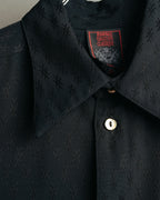 "Jean Paul Gaultier Classique" 90's Geometric jacquard total-pattern shirt with shell buttons