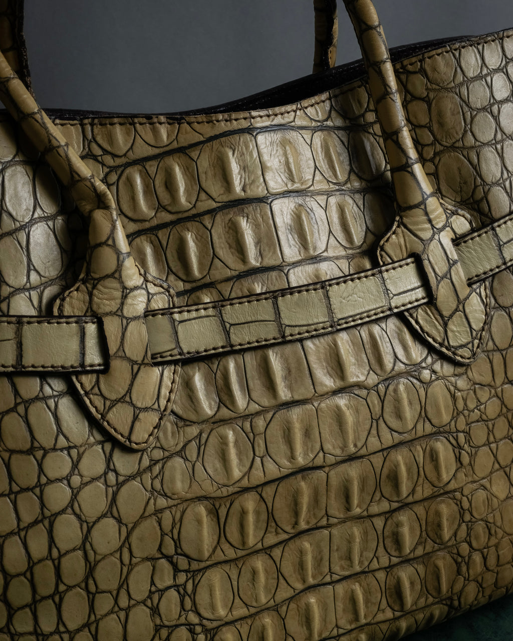 "MIU MIU" Belt strap design embossed leather hand bag