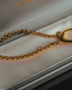 "Christian Dior" 90's-00's Gold tone logo charm pendant necklace