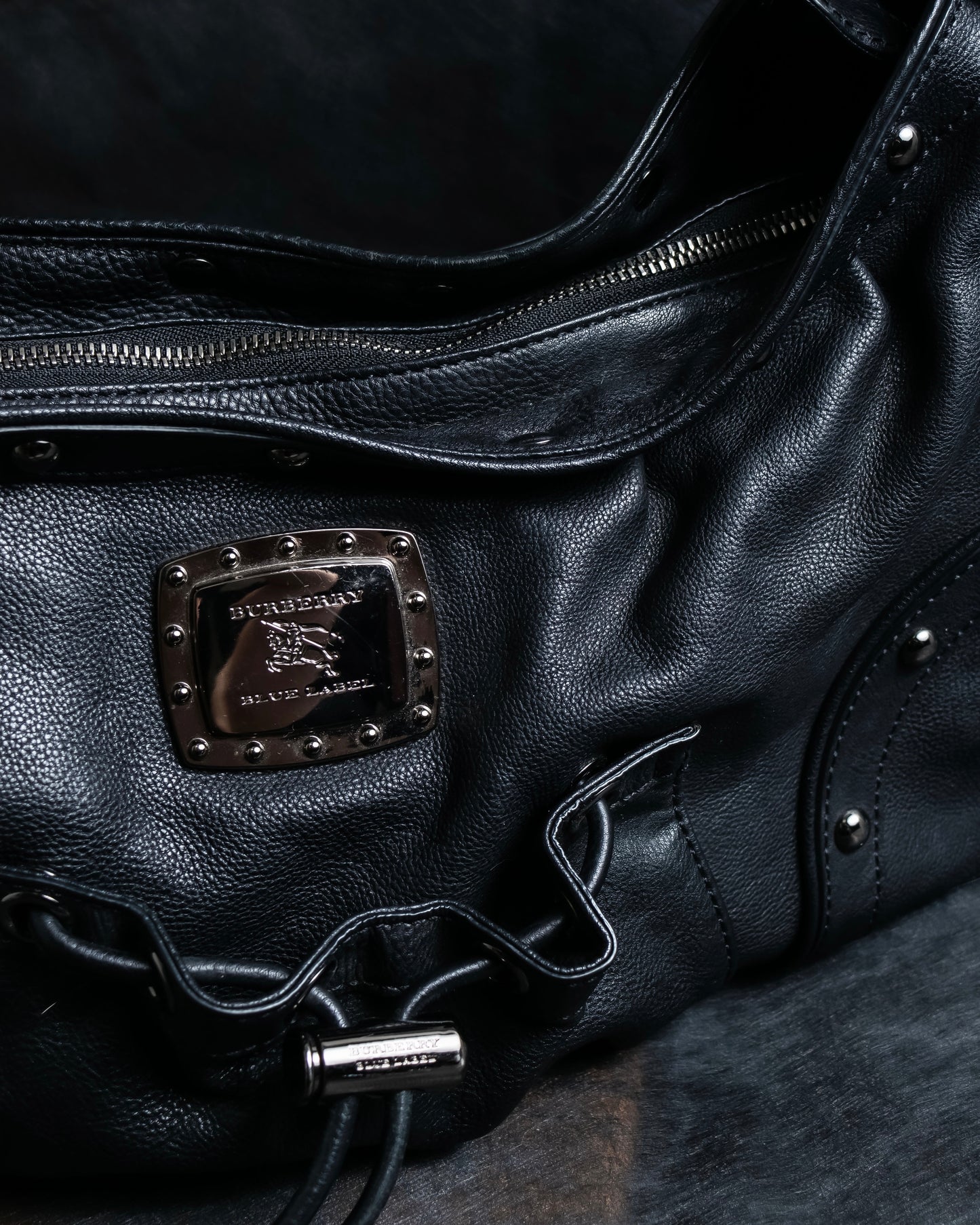 "BURBERRY" Stud design out pocket one handle bag