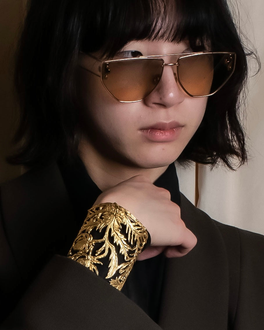 "Christian Dior" Metal acetate combination design sunglasses