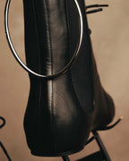 -SPECIAL- "JIL SANDER" 10's Sculptural gathered toe leather ankle boots