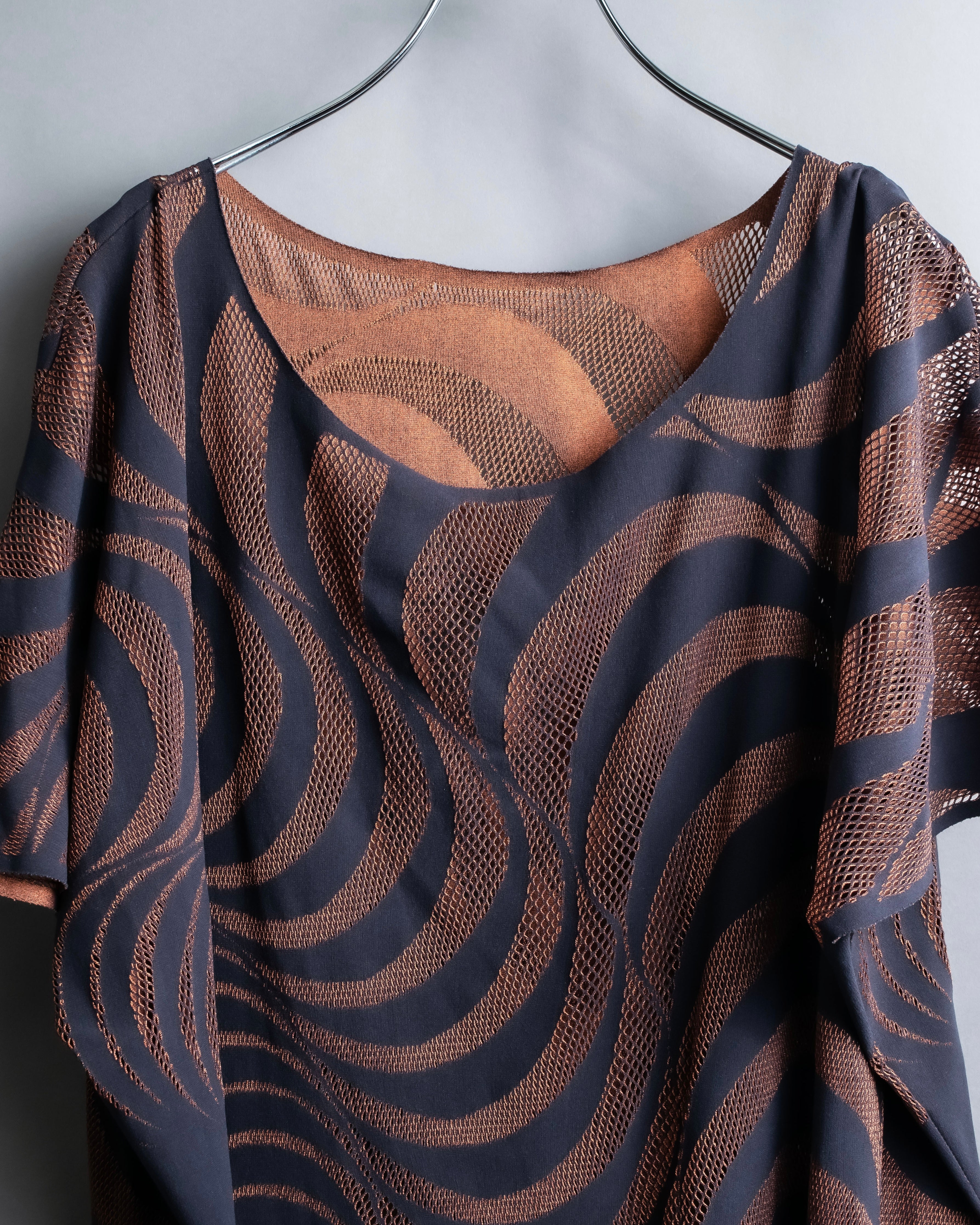 "PLEATS PLEASE ISSEY MIYAKE"
 Marble print dolman sleeve tops