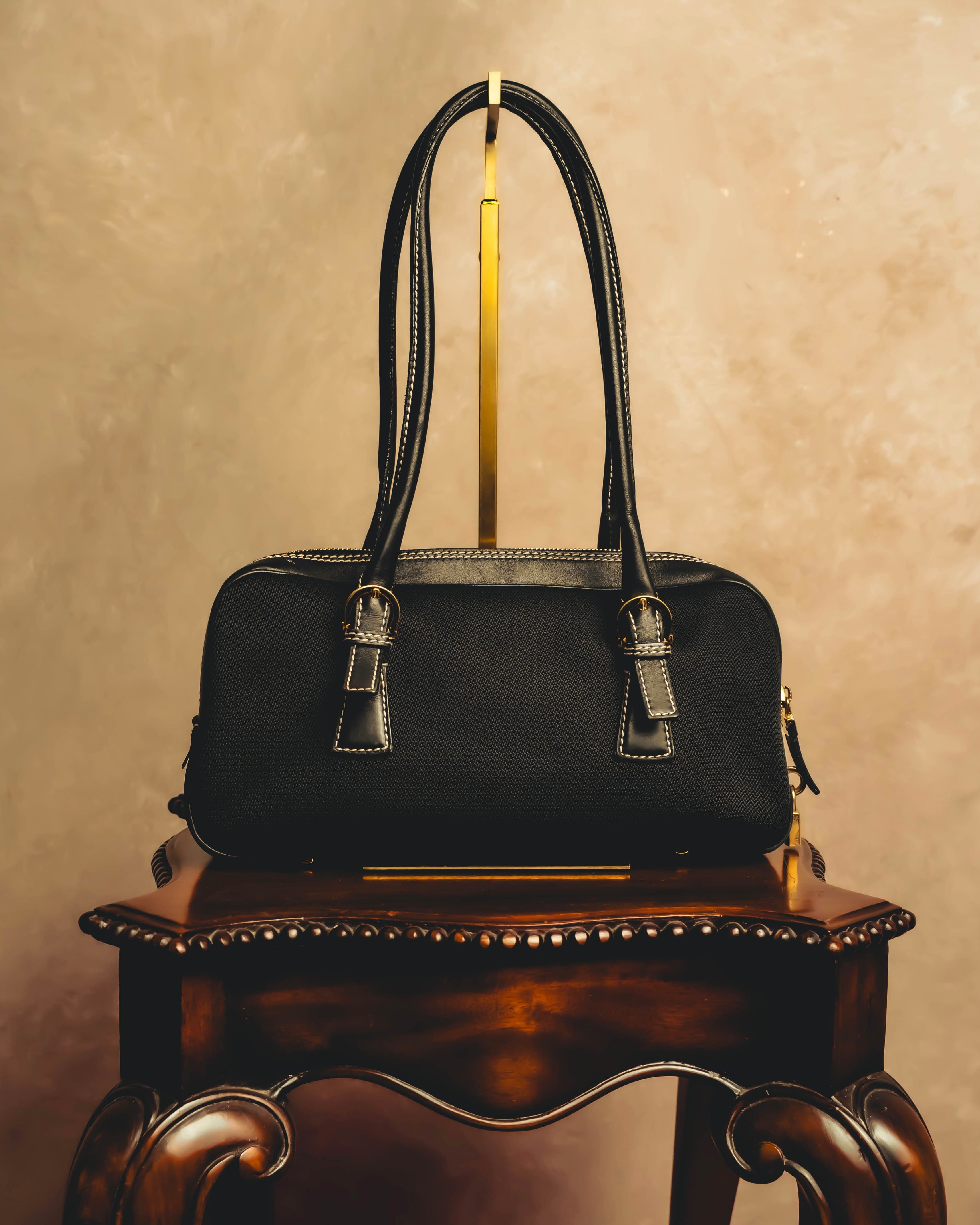 “Salvatore Ferragamo” 90’s-00’s Gancini-detail textured canvas shoulder bag