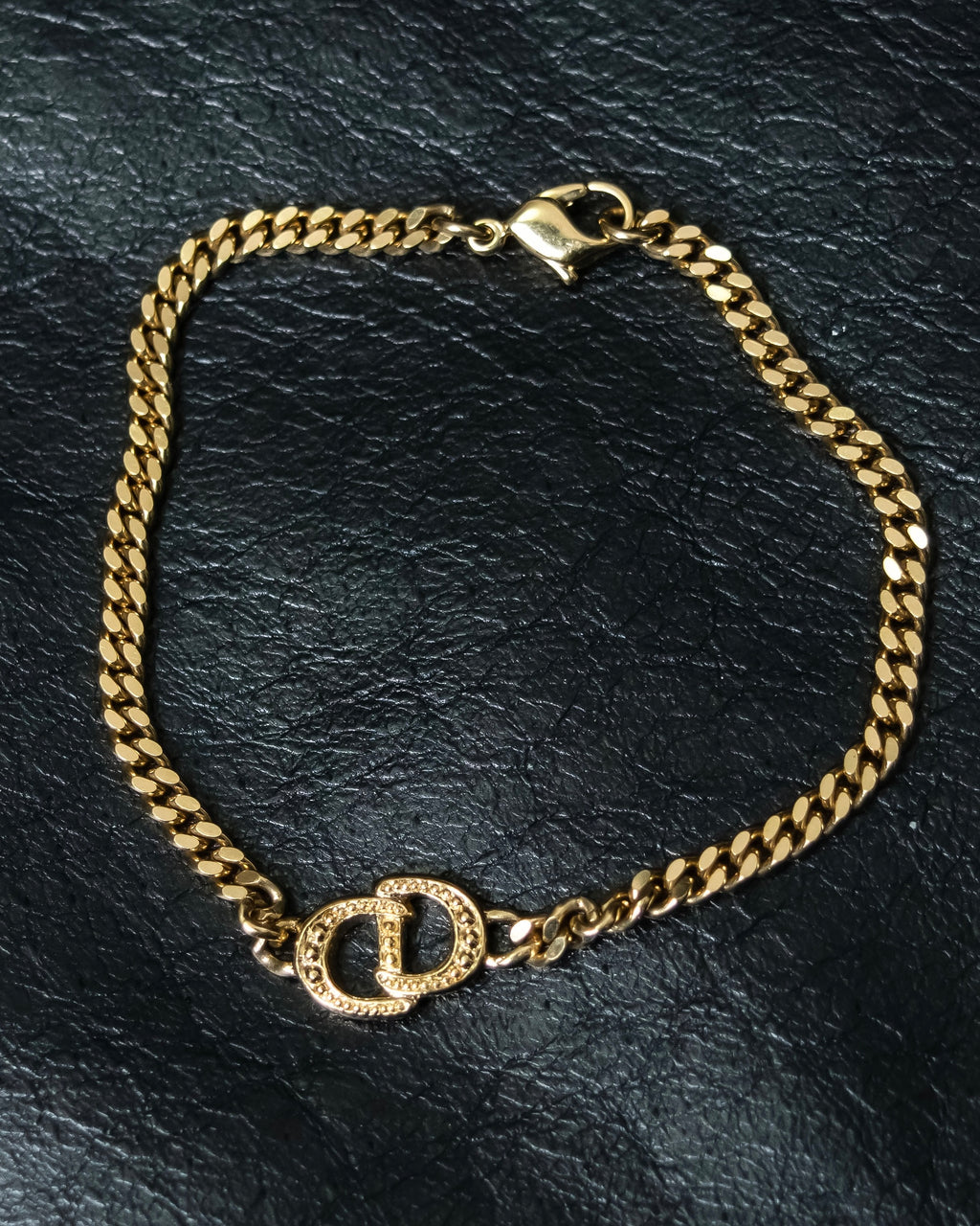 “Christian Dior” CD motif gold chain bracelet