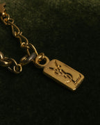 "YVES SAINT LAURENT" 80's-90's Gold-tone rolo chain necklace with faux pearl accents