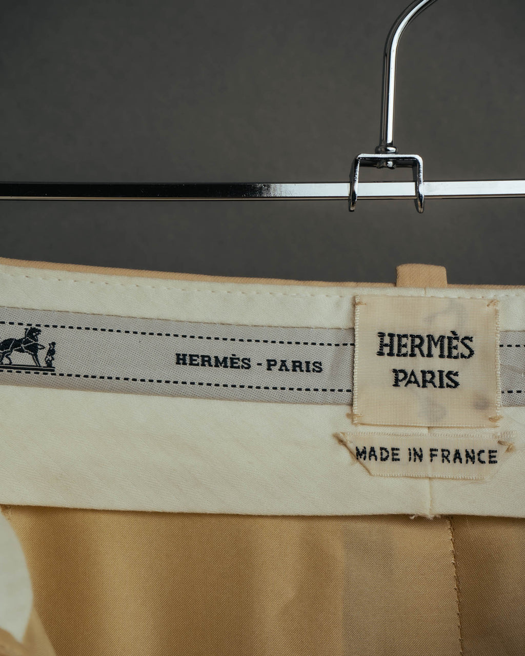 –SPECIAL– “HERMÈS” 90’s silk-lined wool wide trousers