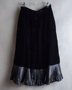 "CELINE" Pleated satin hem velvet flare skirt