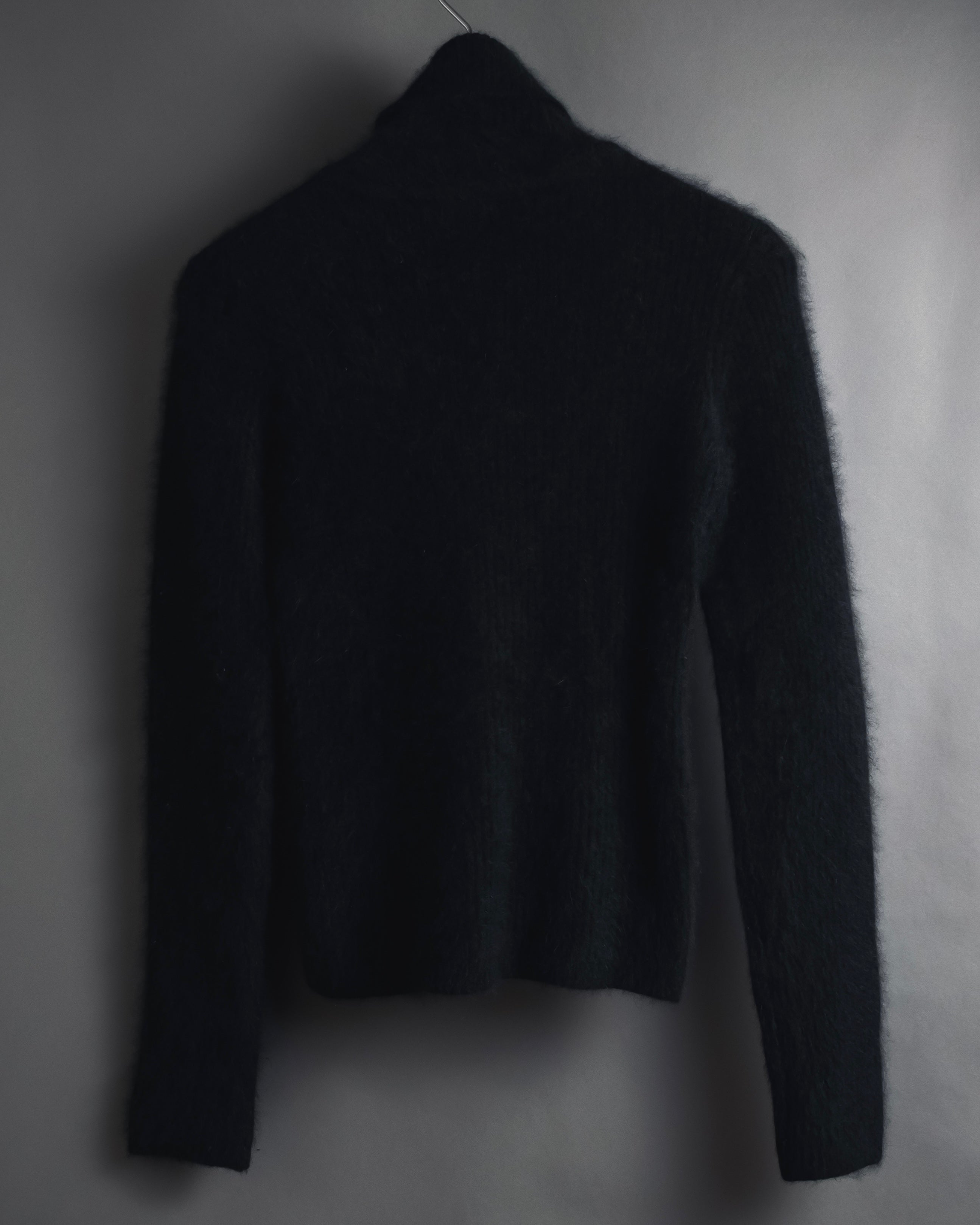 "I WISH" Angora-blend fuzzy turtleneck knit